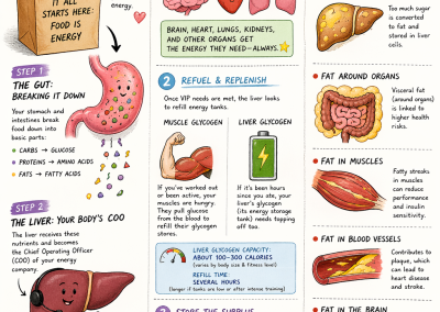 Infographic about energy management in body